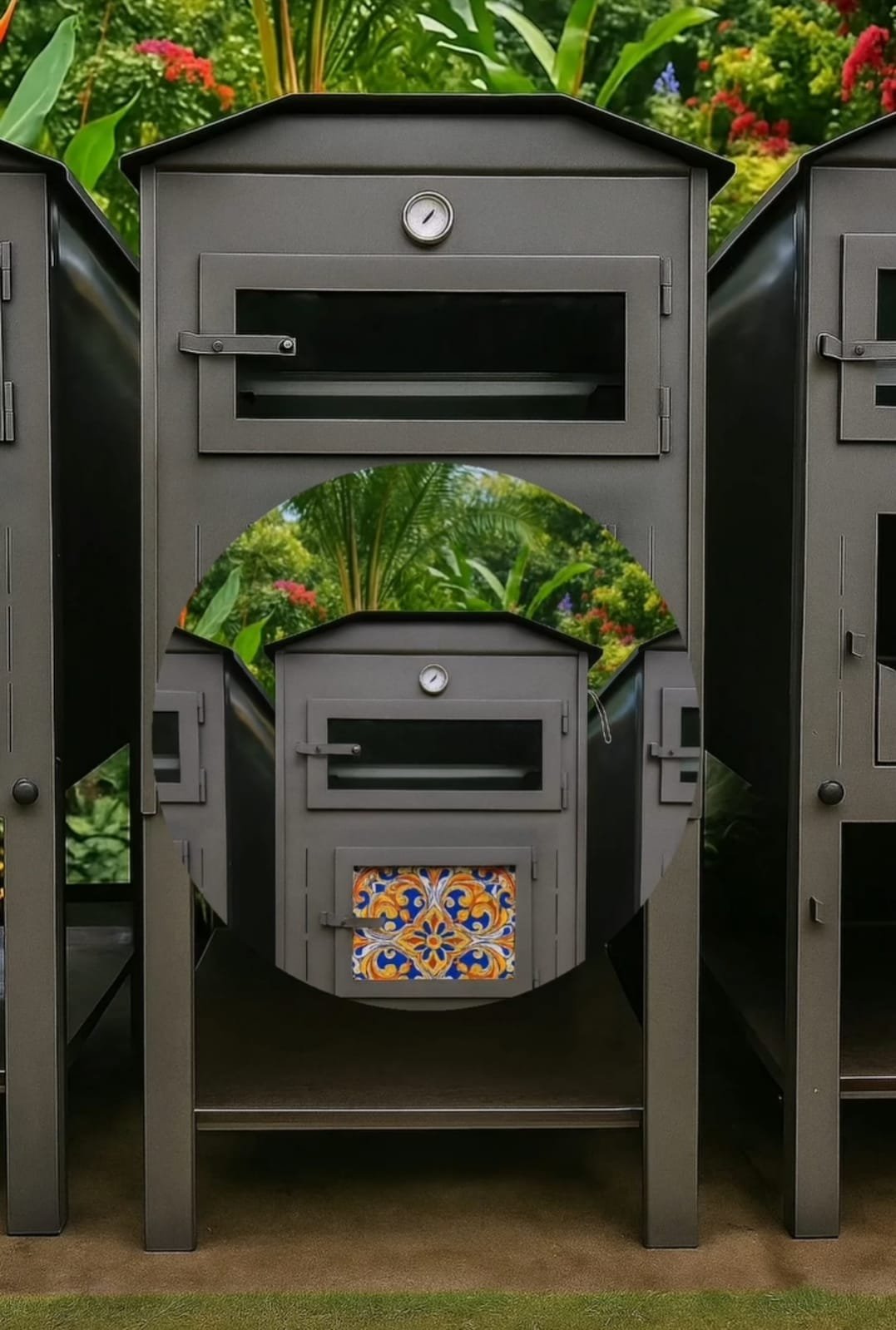 Edil Planet Forni® Caltagirone ξυλόφουρνος — πλήρες πακέτο αξεσουάρ / 1-m-καμινάδα με καπέλο προστασίας