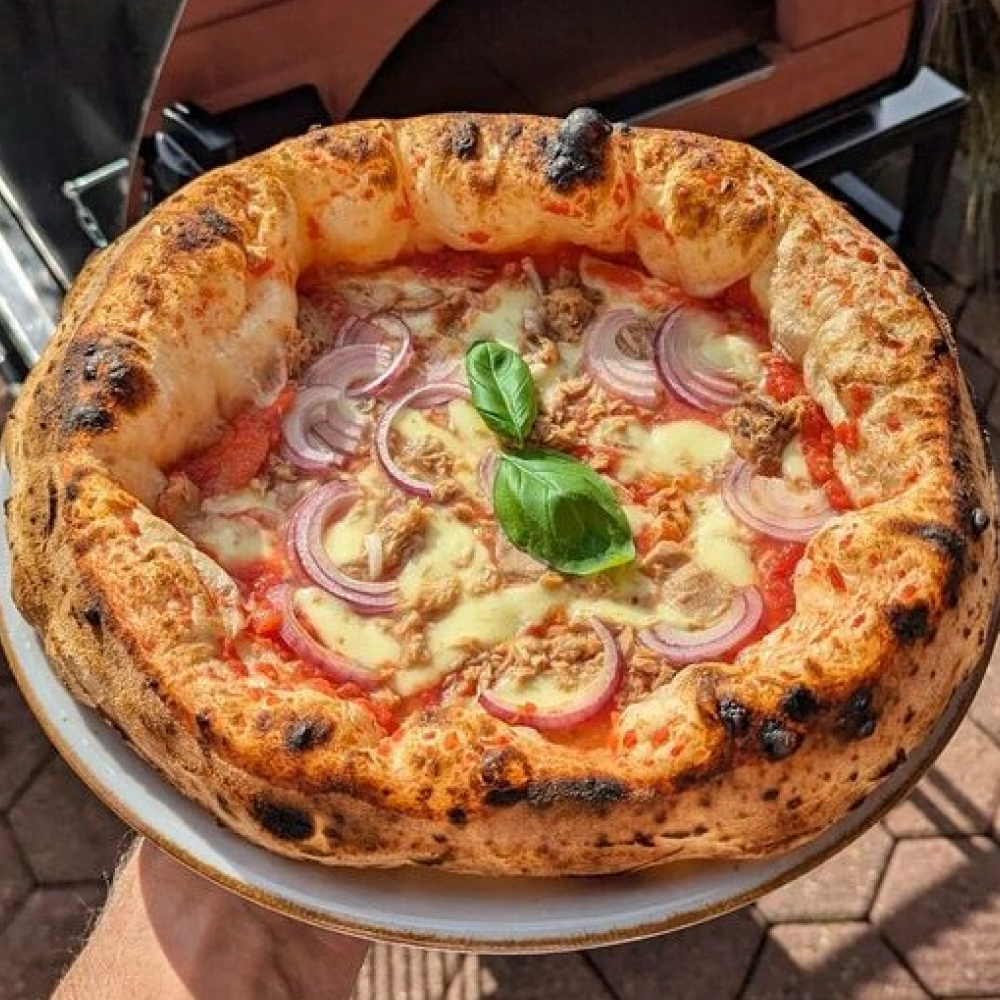 Pizza Party® 70 x 70 ξυλόφουρνος πίτσας για 2 πίτσες - Corten — πέτρα Saputo Biscotto
