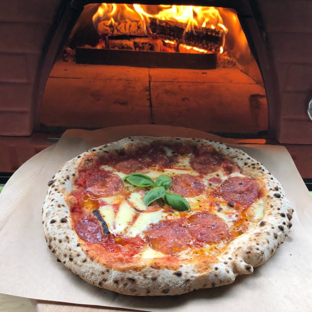 Pizza Party® 70 x 70 ξυλόφουρνος πίτσας για 2 πίτσες - Corten — πέτρα Saputo Biscotto