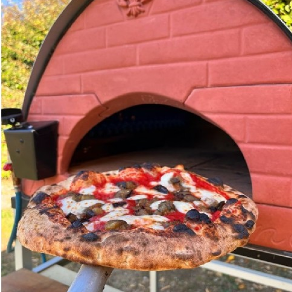 Pizza Party® Bollore φούρνος πίτσας ξύλου και υγραερίου για 2 πίτσες — πέτρα Saputo Biscotto