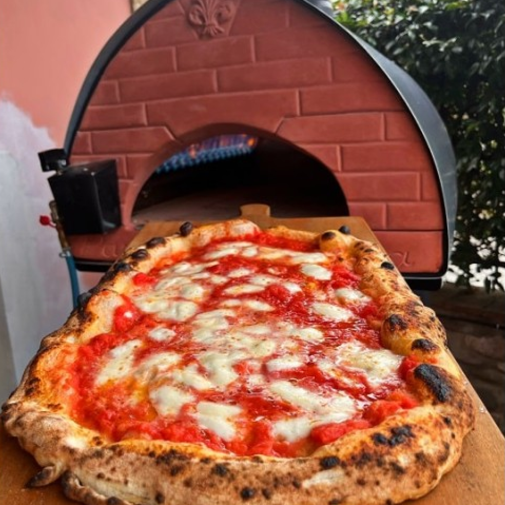 Pizza Party® Bollore φούρνος πίτσας ξύλου και υγραερίου για 2 πίτσες — πέτρα Saputo Biscotto