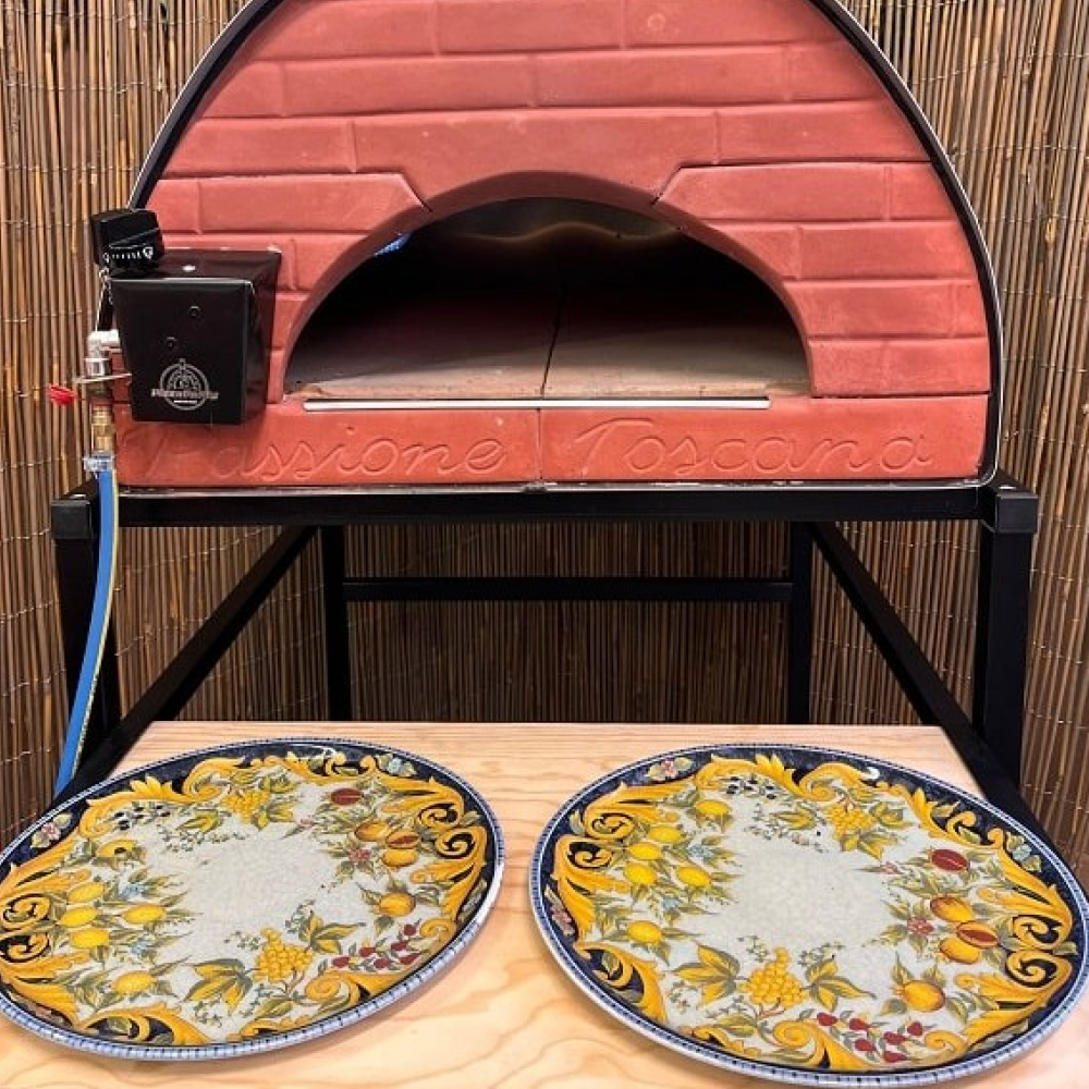 Pizza Party® Passione φούρνος πίτσας ξύλου και υγραερίου για 4 πίτσες — πέτρα Saputo Biscotto