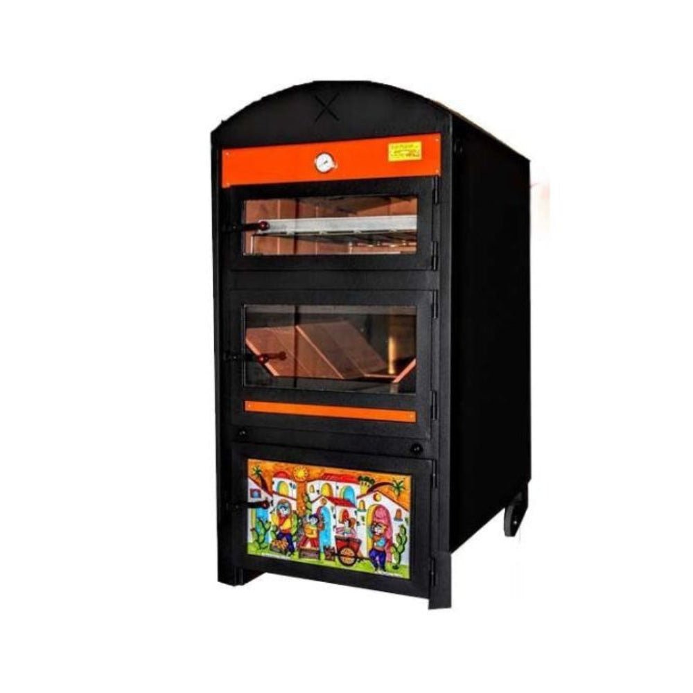 Edil Planet Forni® Forno Della Nonna ξυλόφουρνος με πόρτα διπλού τζαμιού — πλήρες πακέτο αξεσουάρ / 2-m-καμινάδα με καπέλο προστασίας